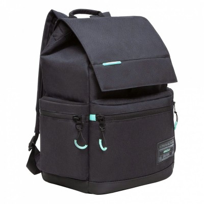 Рюкзак школьный  черный - небесный,29х43х15 см.отдел для ноутбука Grizzly