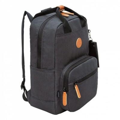 Рюкзак школьный  черный - рыжий,27х38х13см.,отдел для ноутбука,укрепленная спинка Grizzly