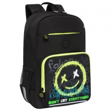 Рюкзак школьный  черный - лимонный,40 х 25 х 13 см.эргономичная спинка, отделение для ноутбука Grizzly