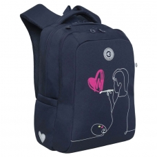 Рюкзак школьный  синий,26*39*17см, 2 отделения, 1 карман, анатомическая спинка, Grizzly