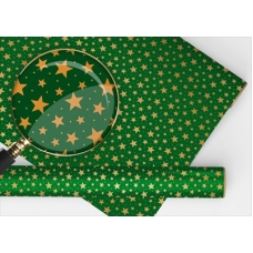 Упаковочная бумага Глянцевая звездочки на зеленом фоне 70х100 см