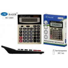 Калькулятор 12-разряд  настольный ,двойное питание,188*147 мм BASIR