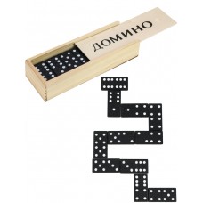 Игра НАСТОЛЬНАЯ  Домино (пластиковые фишки) в деревянной коробке 14x5 см. Miland