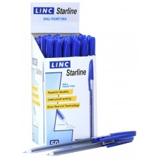Ручка шариковая синяя StarLine синий 0,6 мм прозр. шестигран. корп. игольчатый наконечник Linc