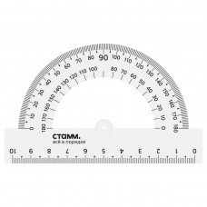 Транспортир  пластик 10см, 180°  прозрачный, бесцветный Стамм