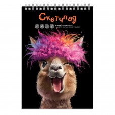 Скетчбук А5 спираль 140х200 мм,ЗАВОДНАЯ АЛЬПАКА , 60 л, блок - белый офсет 100 г/м2 Феникс