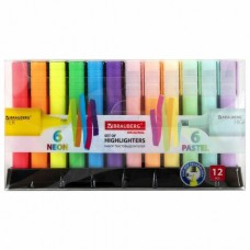 Маркер текстовыделитель набор 12 цветов на подставке, 