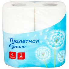 Хозтовары Туалетная бумага  2-слойная, 4шт., тиснение, белая OfficeClean