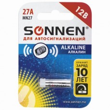 Батарейка A27  Alkaline(MN27), алкалиновая, длясигнализаций, 1 шт., в блистере Sonnen