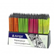 Карандаш ч/г дерево HB, с ластиком, круглый, заточенный, ассорти, ALINGAR