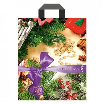 Пакет Полиэтиленовый Новогоднее ассорти НГ 28х34 (60) ручка петля