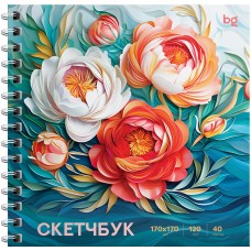 Скетчбук 170*170 спираль 40л., 170*170 