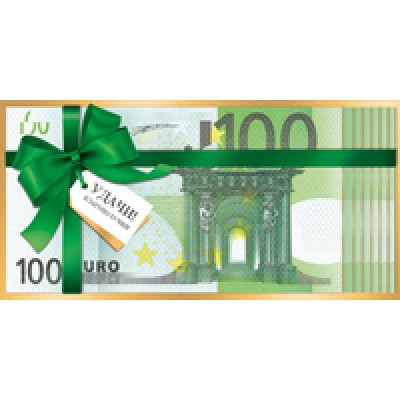 Конверт для денег  100 Евро. Удачи! Благополучия! 82х170 мм