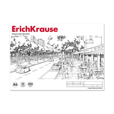 Альбом для черчения на склейке А4, 10л,вертикальная рамка Erich Krause