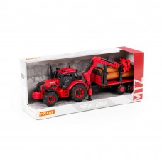 Игрушка пластик.  Трактор BELARUS с лесовозом и манипулятором,размер в упаковке 400х115х170 Полесье