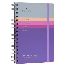 Скетчбук А5 спираль CURLY AQUARELLE GRADIENT TOUCH 200 г/м2 тонированная бумага 30 л.твердая обложка, soft touch и фольга Lorex