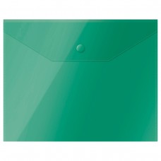 Папка -конверт на кнопке А5 (190*240мм), 150мкм, пластик, прозрачная, зеленая Стамм