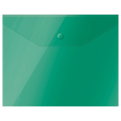 Папка -конверт на кнопке А5 (190*240мм), 150мкм, пластик, прозрачная, зеленая Стамм