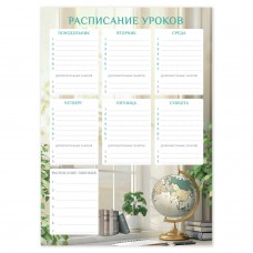 Расписание уроков А3   ГЛОБУС , мелованный картон 235 г/м2, полноцветная печать, выборочный УФ-лак Феникс