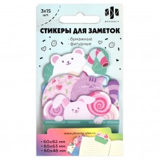 Закладки самоклеящиеся бумажн.  Стикеры для заметок,60х82; 60х63; 60х48, 3 цвета, 45 шт. в наборе Феникс