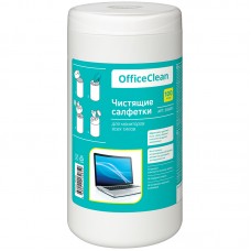 Салфетки влажные  чистящие , для мониторов всех типов, в тубе, 100шт. OfficeClean