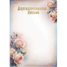 Благодарственное письмо Без символики (розы) (для принтера) 210х295 мм