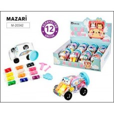 Тесто для лепки 12цв. МАШИНКА , по 9.8 г, пластиковые формочки 2 шт. в комплекте, пластиковая банка Mazari