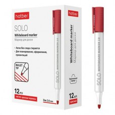 Маркер для белой доски красный  Solo , 2мм пулевидный Hatber