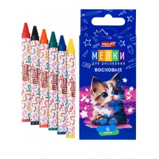 Мелки восковые 6цв. (карандаши) ВЕСЁЛЫЙ КОТЁНОК, Проф-Пресс