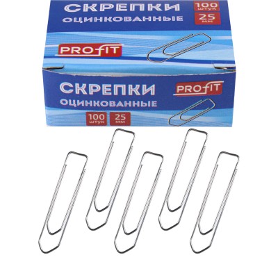Скрепки 25мм. оцинкованные 100шт. Проф-Пресс