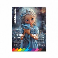 Бумага цветная 10л. 10 цв. + Картон 10л.,10цв.,,А4, 