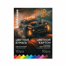 Бумага цветная 10л. 10 цв. +Картон 10л.,10цв., А4,  