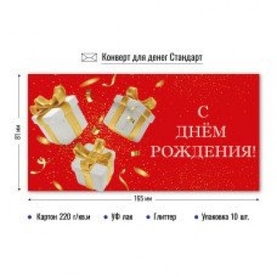 Конверт для денег  С днем рождения 81х164 мм