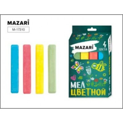 Мел цветной 4цв картонная коробка с европодвесом Mazari