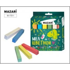 Мел цветной 6цв картонная коробка с европодвесом Mazari