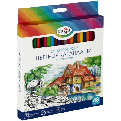Карандаши 48цв. дерево 