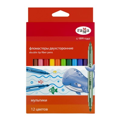 Фломастеры 12 цв.  двухсторонние  