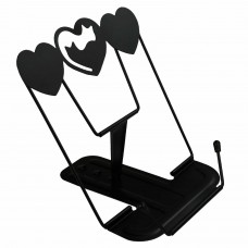 Подставка для книг металлическая КОТЫ И СЕРДЕЧКИ. ЧЕРНЫЙ,17.5x18x15 см, окрашенный чёрный металл, Феникс