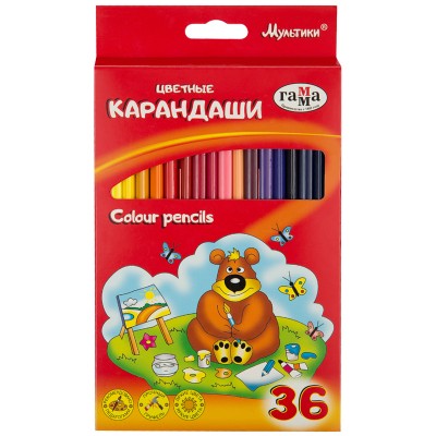 Карандаши 36цв. дерево  