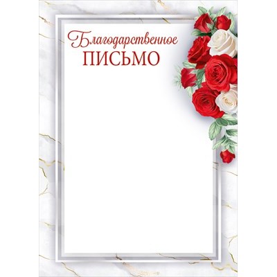 Благодарственное письмо Без символики (для принтера) 210х295 мм