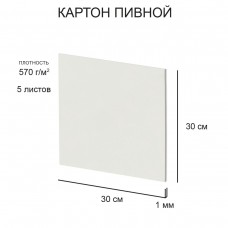 Для творчества Картон пивной 30*30см, 570г/м2, белый, 1мм, ЦЕНА ЗА 1шт. Love2art