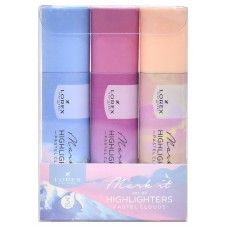 Маркер текстовыделитель набор 3 цвета Mark it PASTEL CLOUDS, 1-5 мм. пастель, скошенный Lorex