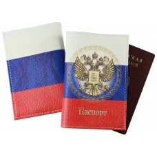 Обложка для паспорта нат.кожа  цветной рисунок по коже 