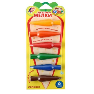 Мелки восковые 6цв. Кроха фигурные 