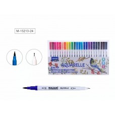 Маркер акварельный набор 24 цвета AQUARELLE, двусторон.-кистевидн./файнлайнер Mazari