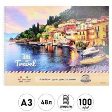 Альбом для рисования 48л спираль А3 , ГОРОД У ВОДЫ,офсет, микроперф.100 г/м2. Проф-Пресс