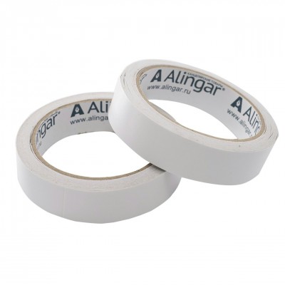 Скотч 24мм.*14м. двусторонний основа полипропилен, белая, ALINGAR