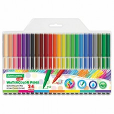Фломастеры 24 цв. круглые  KIDS КЛАССИЧЕСКИЕ , вентилируемый колпачок,ПВХ-упак Brauberg