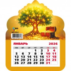 Календарь  фигурный на магните денежное дерево 2026 г 130х155 мм