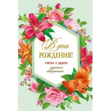 Открытка В День рождения 200х285 мм